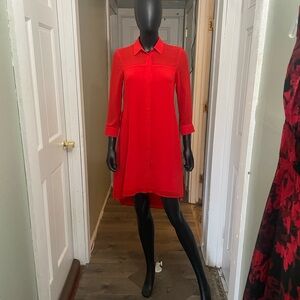 Armani Exchange Bold Red Long Sleeve Dress